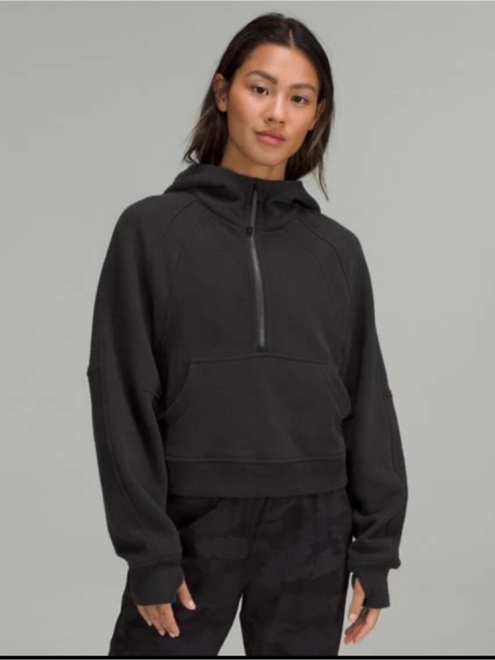 Lululemon Black Scuba Hoodie Half-Zip Cropped Pullover
